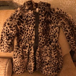 American Widgeon Faux Fur Leopard Coat Size 7